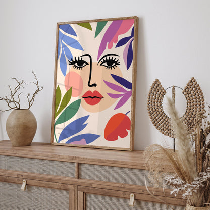 Abstract Floral Face Print