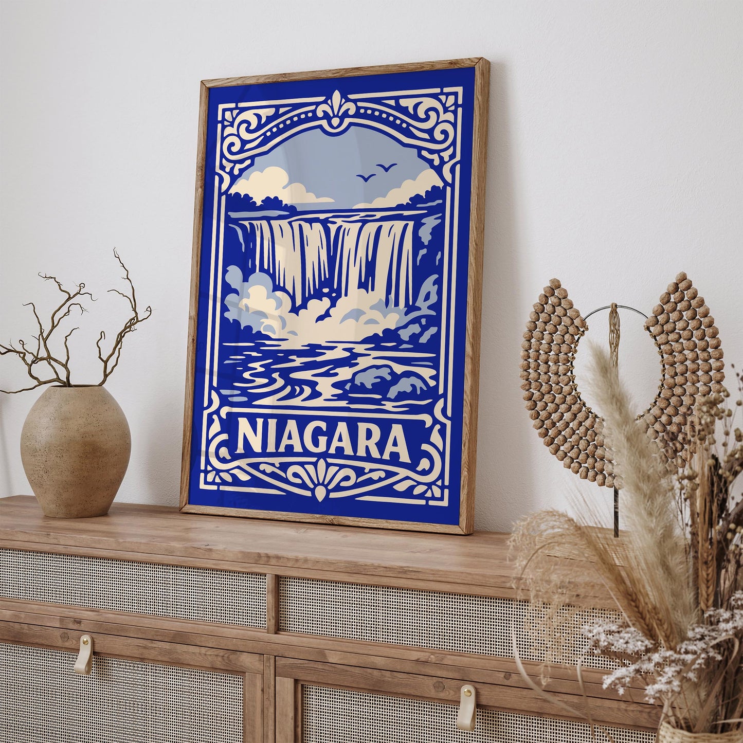 Niagara Landscape Poster - Blue Travel Wall Art Print