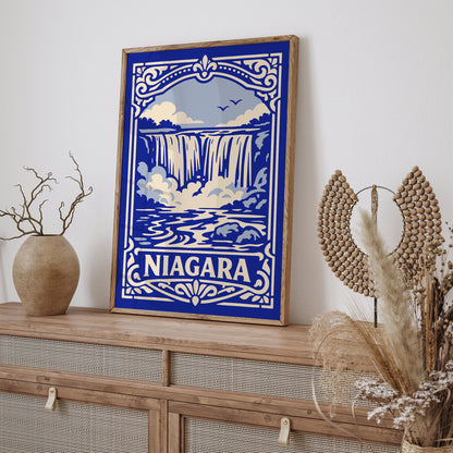 Niagara Landscape Poster - Blue Travel Wall Art Print