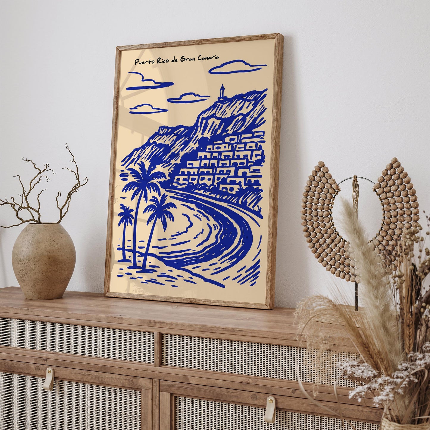Puerto Rico de Gran Canaria Blue Travel Poster