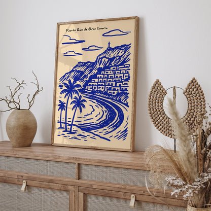 Puerto Rico de Gran Canaria Blue Travel Poster