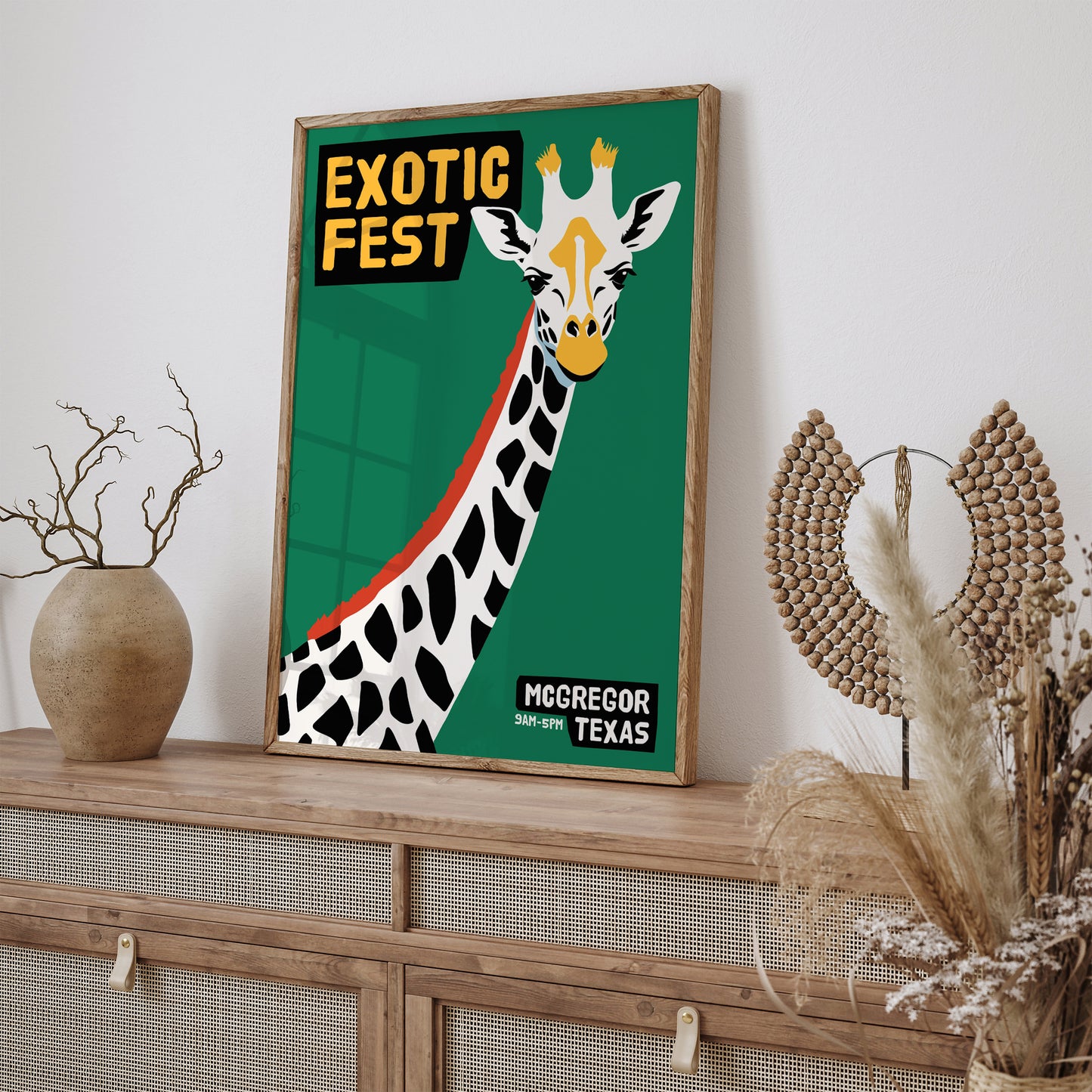 Exotic Fest - Retro Giraffe Poster