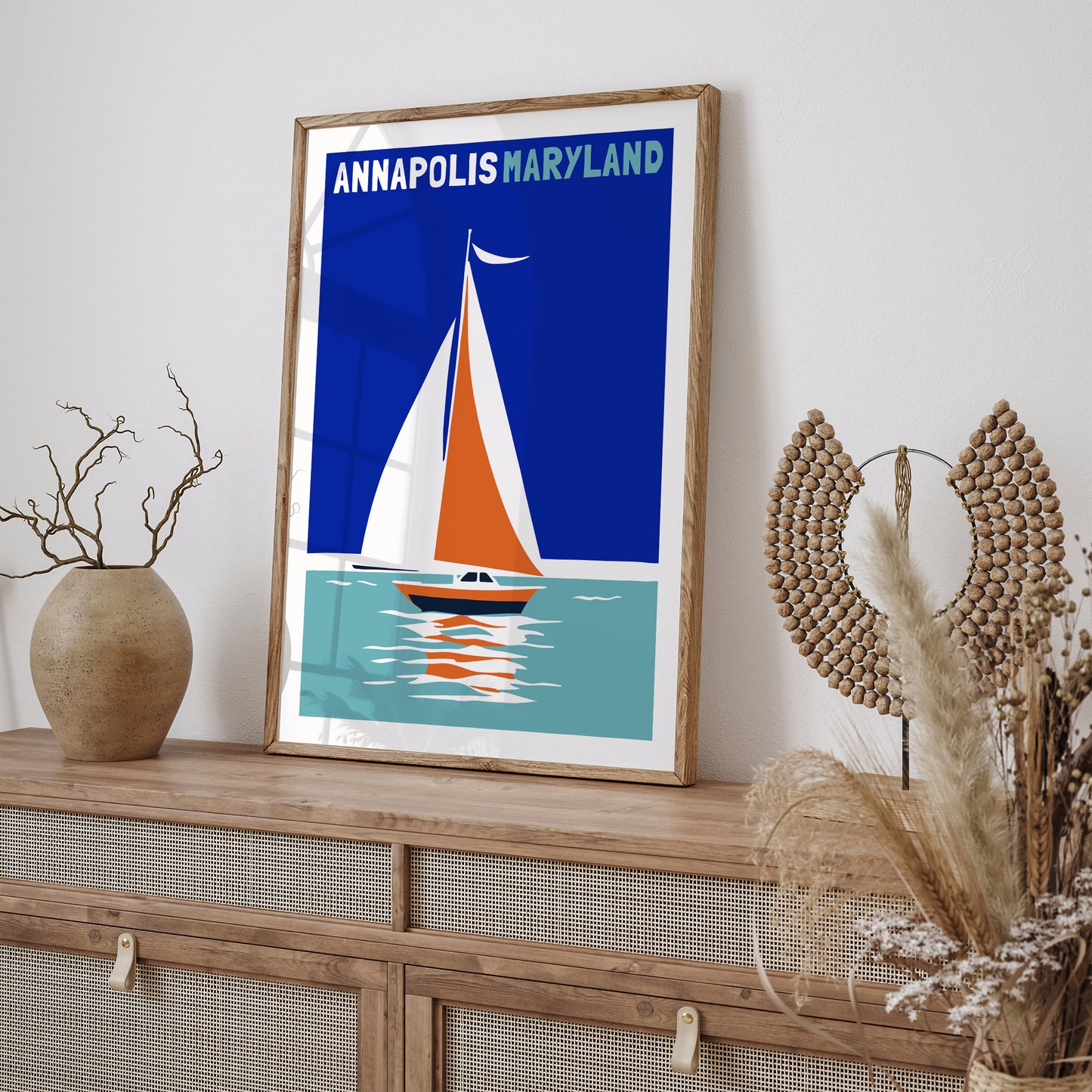 Annapolis Maryland Retro Boat Poster