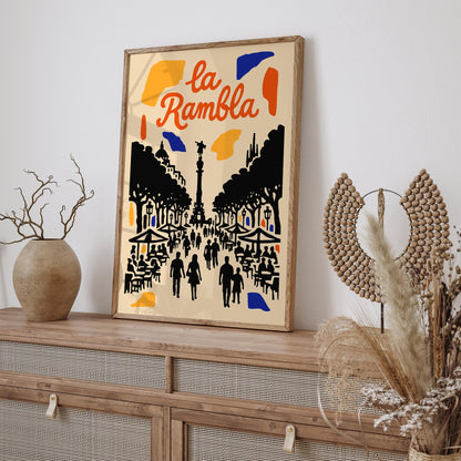 Barcelona La Rambla Travel Poster
