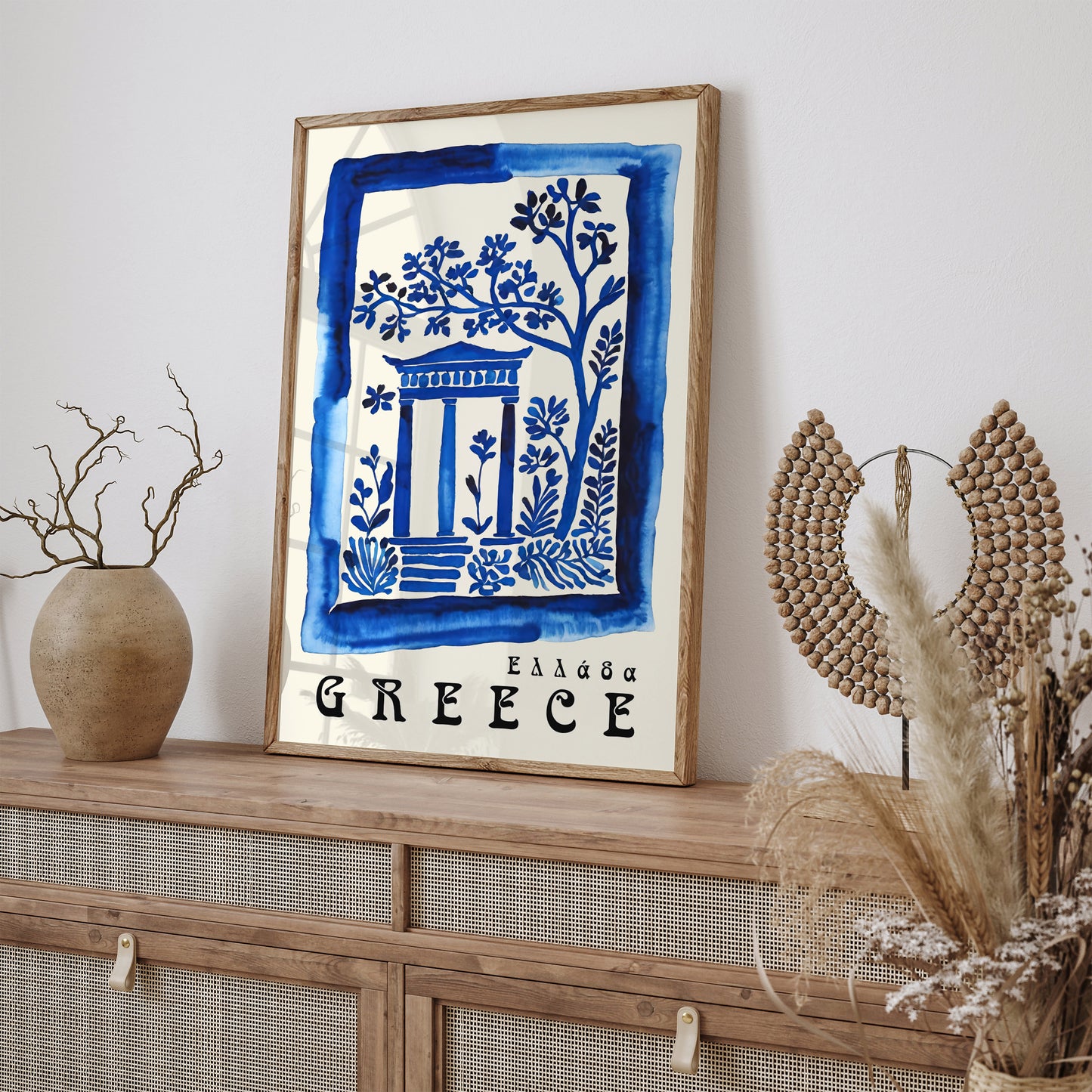 Greece Travel Blue Wall Art Honeymoon Gift 2024