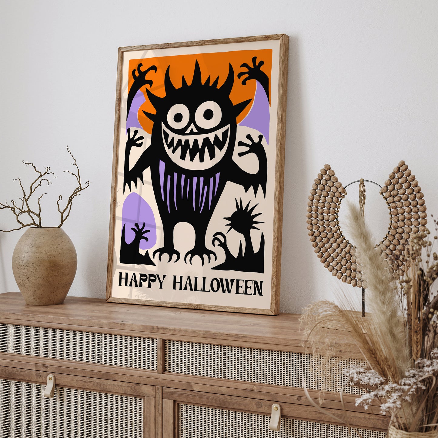 Happy Halloween Spooky Monster Wall Art 2024