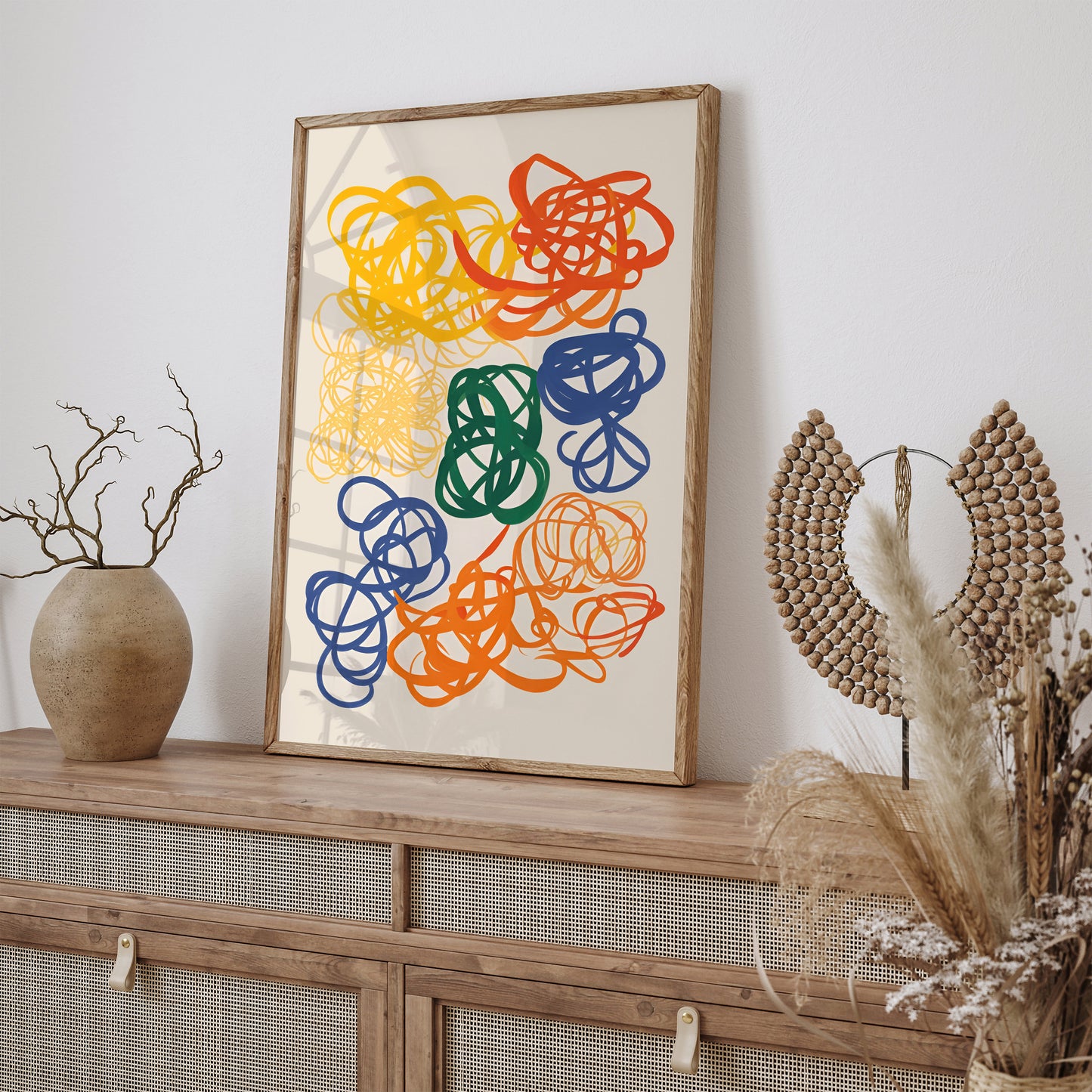 Mid-Century Modern Spaghetti Colorful Poster