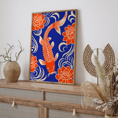 Blue Orange Fish Wall Art – Pond Nature Print