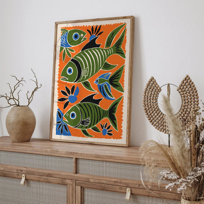 Retro Cut Outs Fish Art Print