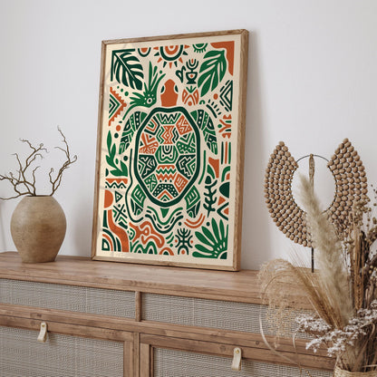 Boho Turtle Art Poster