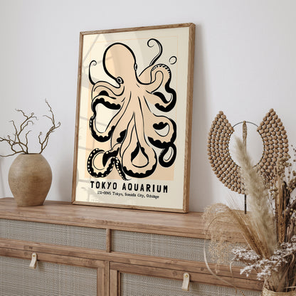 Tokyo Aquarium Retro Octopus Poster