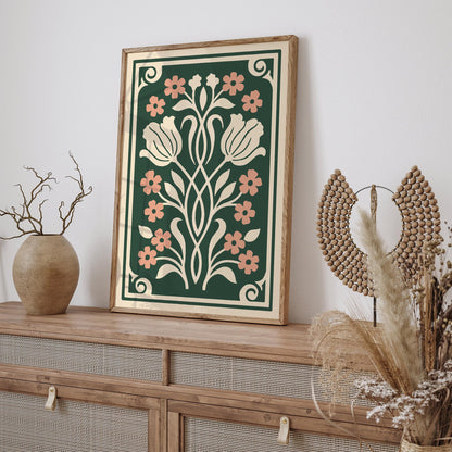 Art Nouveau Floral Wall Art Print