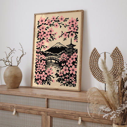 Japan Cherry Blossom Travel Poster