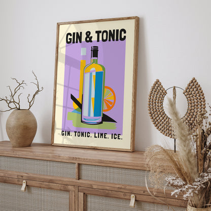 Gin & Tonic Colorful Drink Art Print