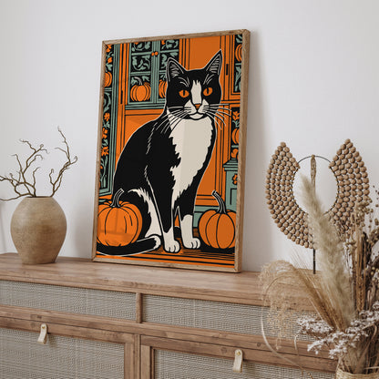 Pumpkin Farm and Cat Art Print