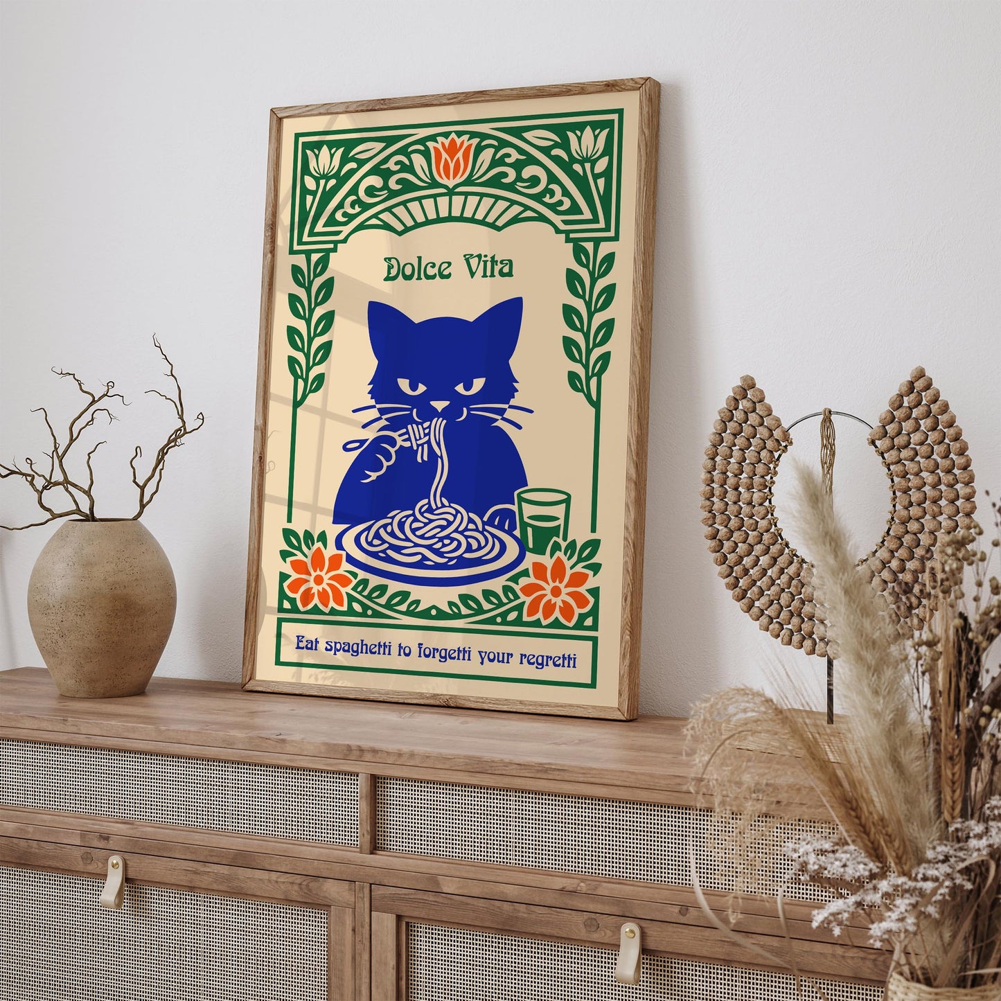Eat Spaghetti Poster – Funny Kitchen Wall Art