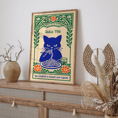 Eat Spaghetti Poster – Funny Kitchen Wall Art