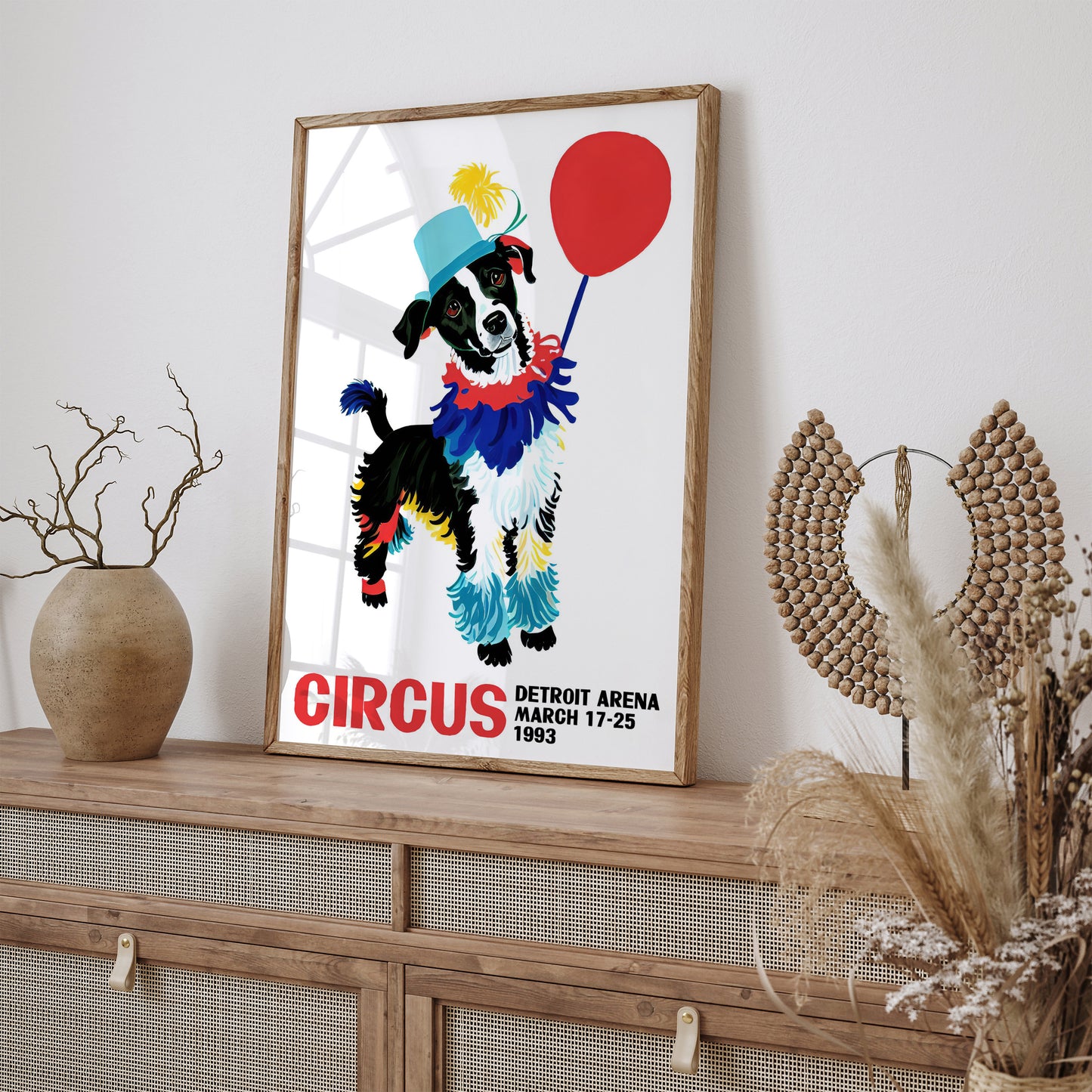 Funny Dog Detroit Arena Circus Retro Art Print