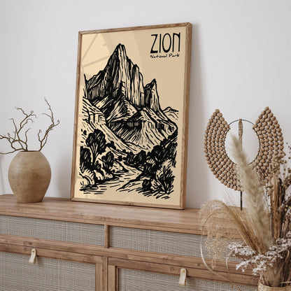 Zion National Park Vintage Travel Poster