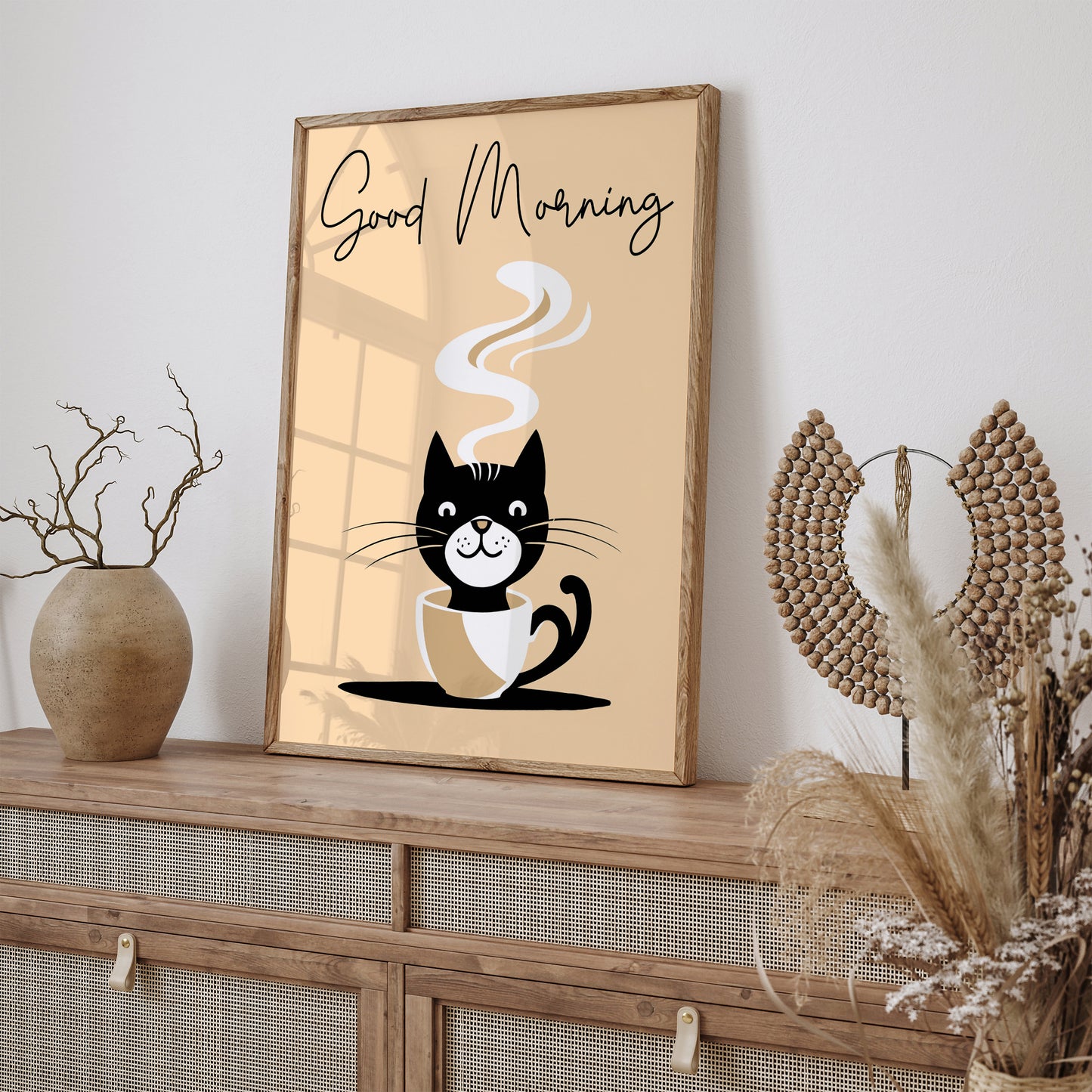 Good Morning Cute Coffee Cat Poster