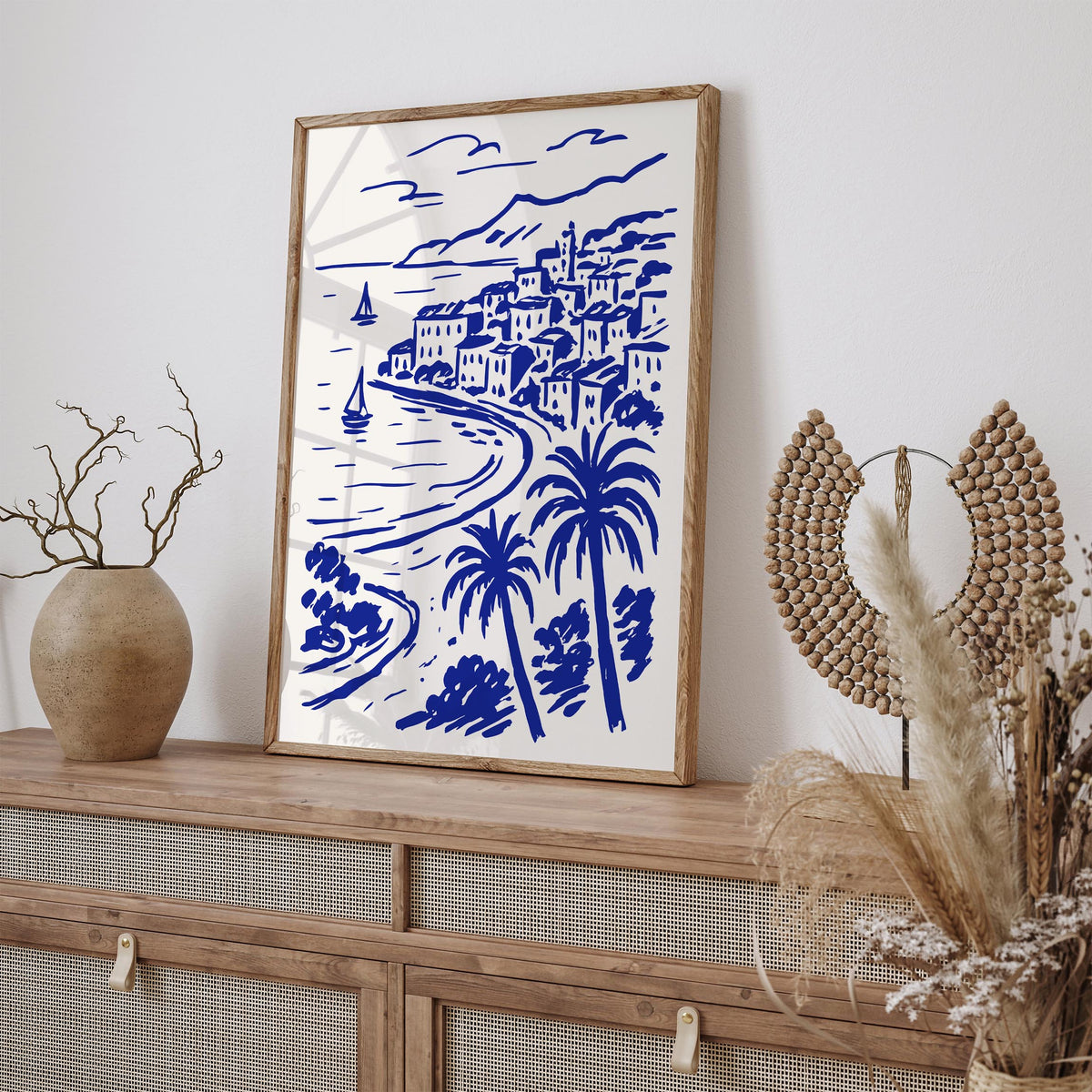 French Riviera Coastal Landscape Travel Poster