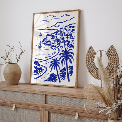 French Riviera Coastal Landscape Travel Poster