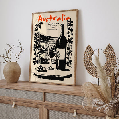 Australia Wine Collection Travel Poster