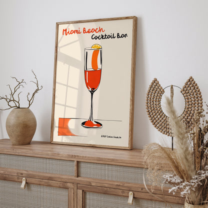 Miami Beach Cocktail Bar Drink Poster