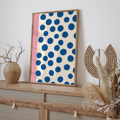 Mid-Century Geometric Art Blue Dots Poster