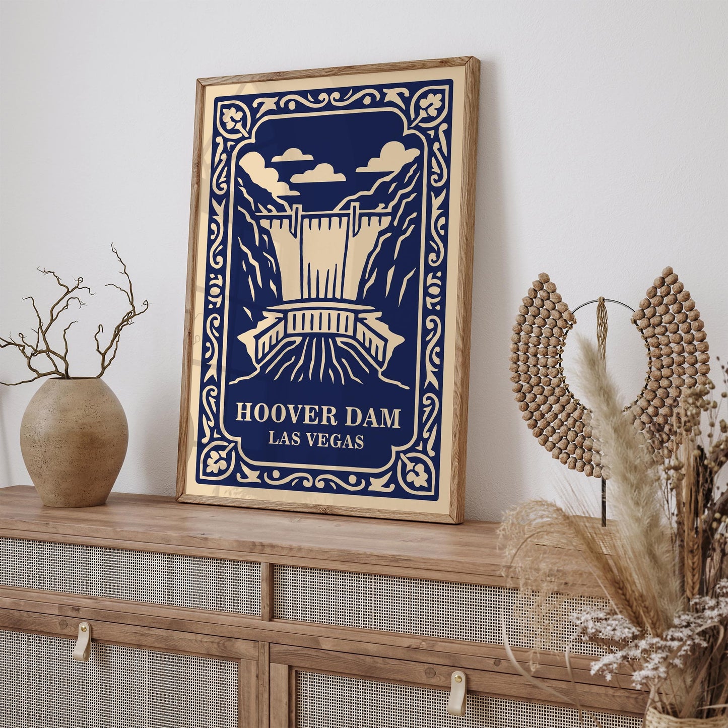Hoover Dam Poster - Las Vegas Navy Blue Travel Art