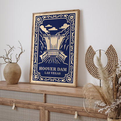 Hoover Dam Poster - Las Vegas Navy Blue Travel Art