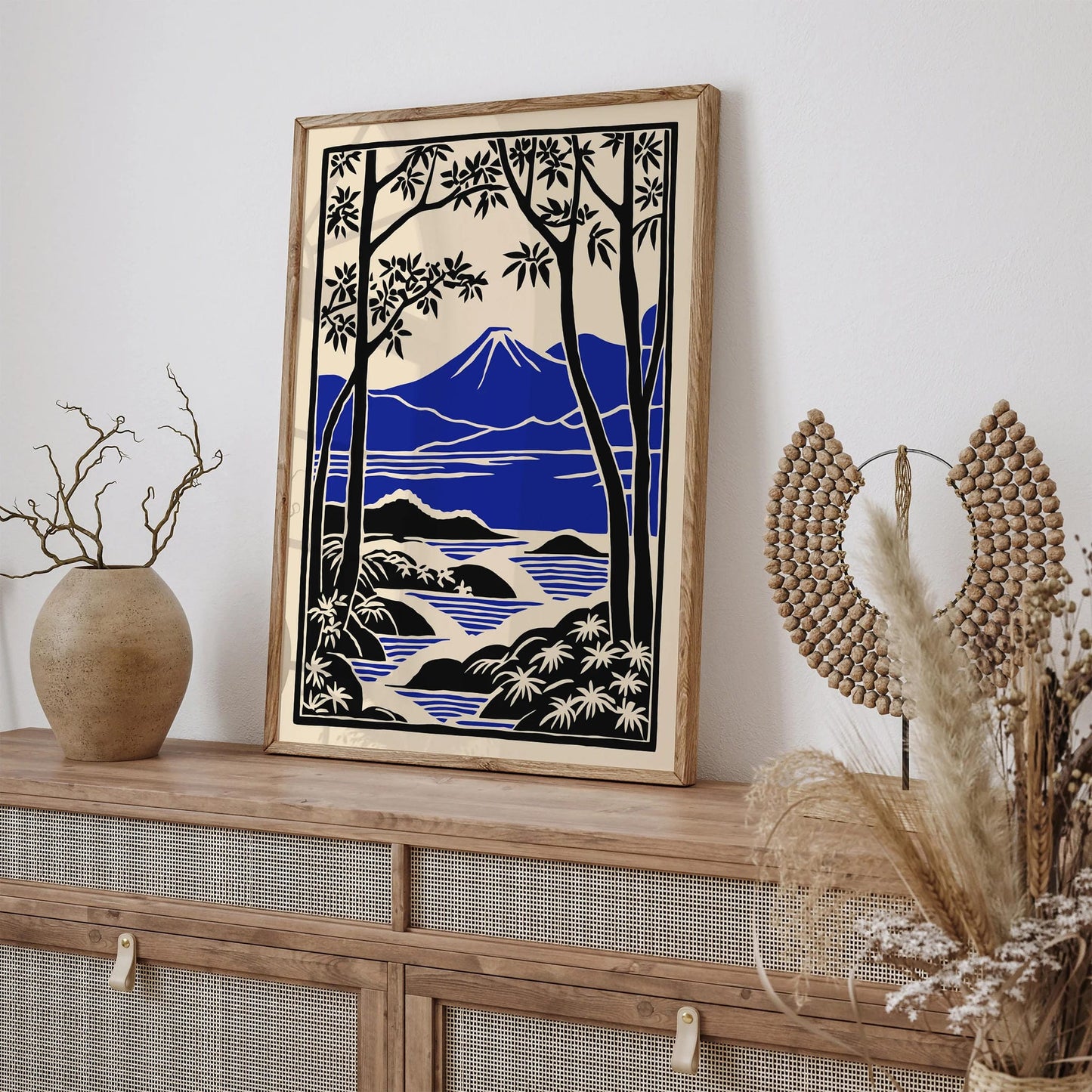 Mount Fuji Japan Travel Poster – Blue Landscape Wall Art