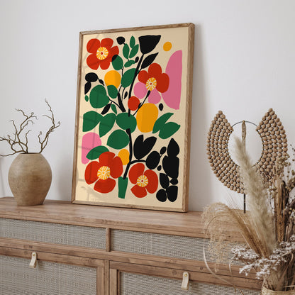 Cut Outs Abstract Colorful Floral Art Print