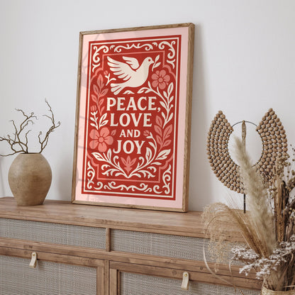 Peace Love Joy Poster - Inspirational Quote Wall Art