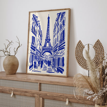 Eiffel Tower Paris France Blue Poster