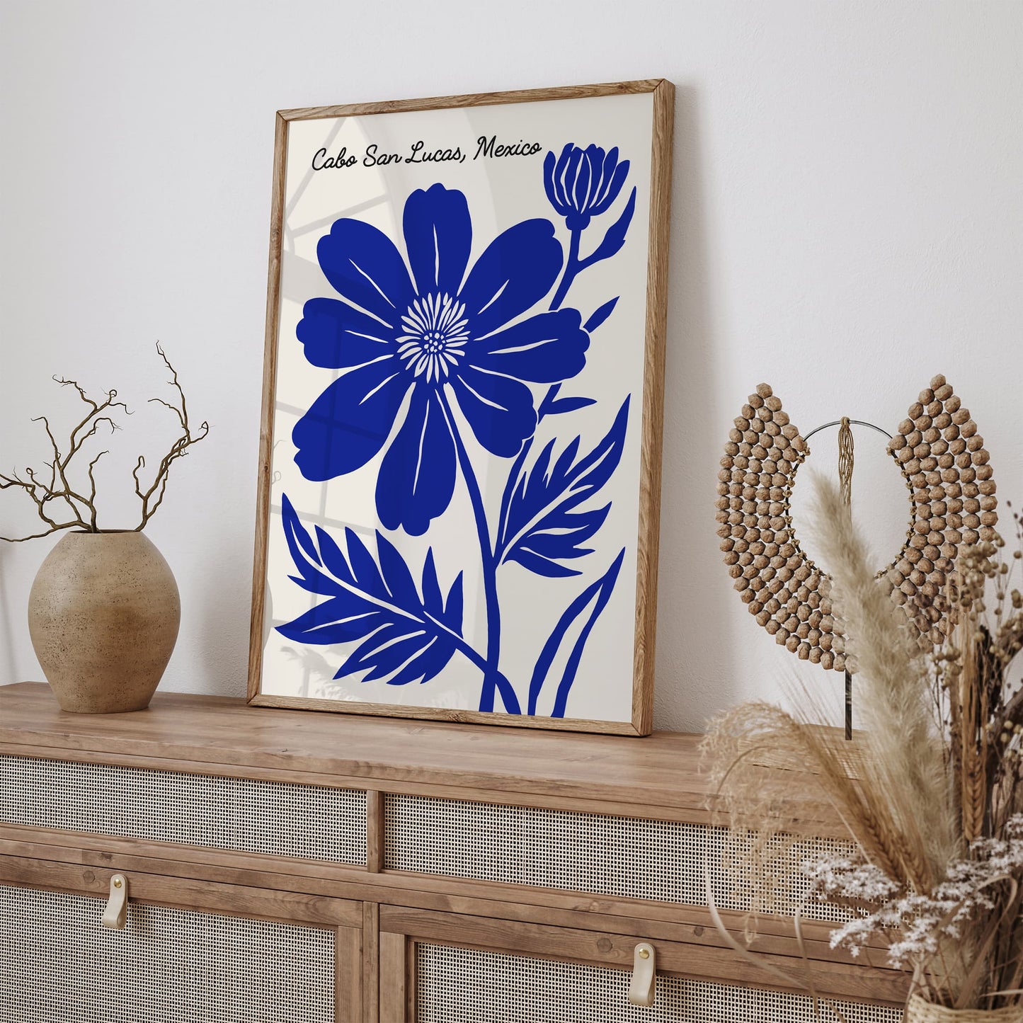 Cabo San Lucas Print - Tropical Blue Flower Decor