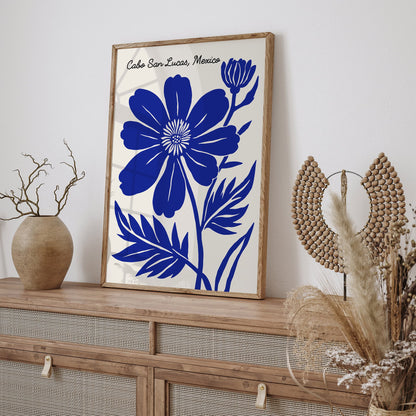 Cabo San Lucas Print - Tropical Blue Flower Decor