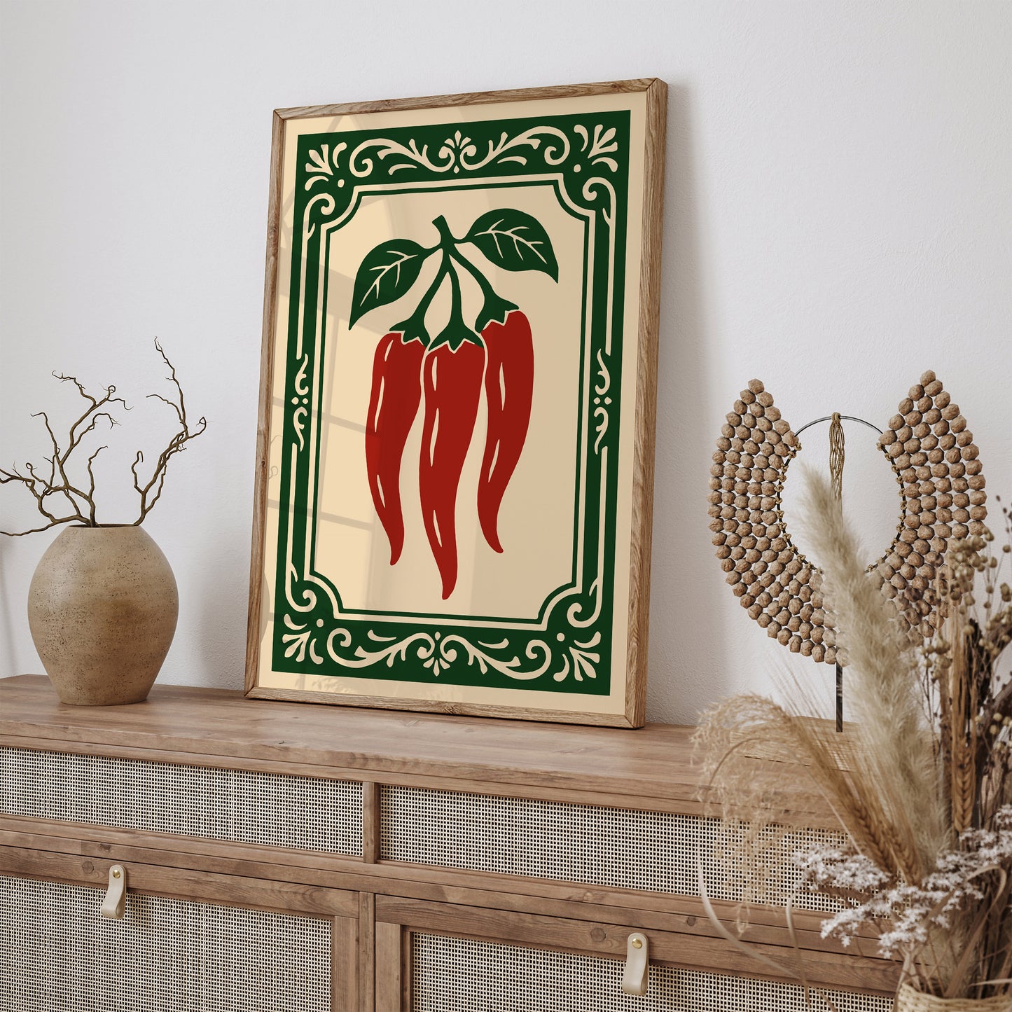 Chilli Peppers Rococo Style Kitchen Wall Art Print