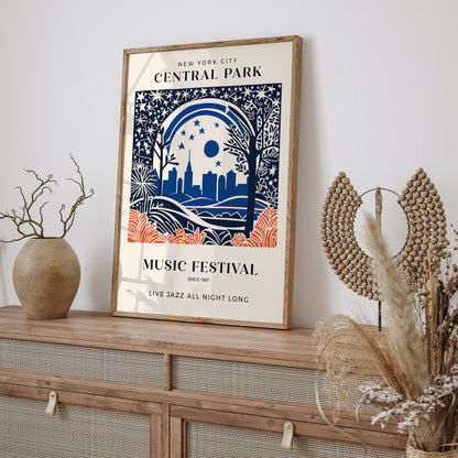 NYC Central Park Jazz Music Fest Poster
