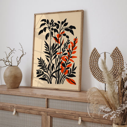 Rustic Botanical Black Ink Floral Art Print