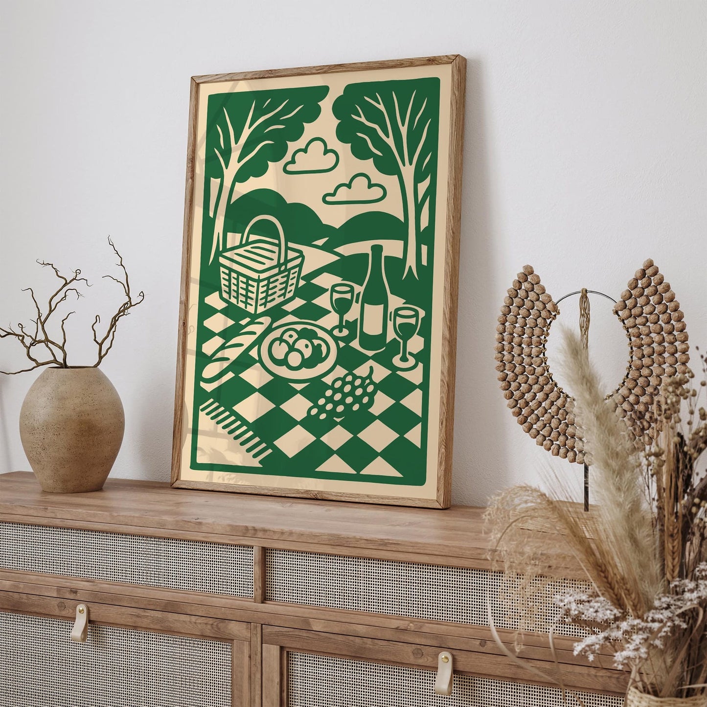 Hyde Park London Picnic Illustration Poster in Green