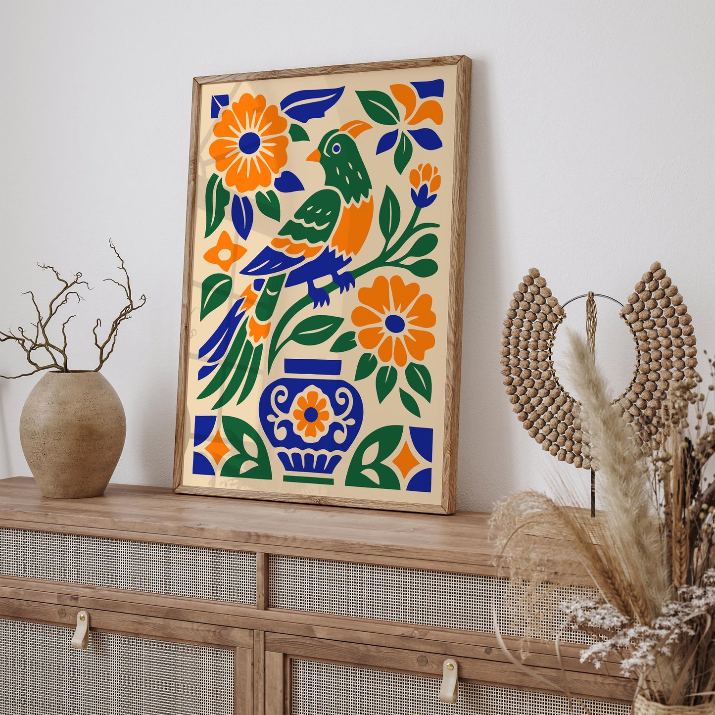 Bohemian Mexican Parrot Jungle Poster