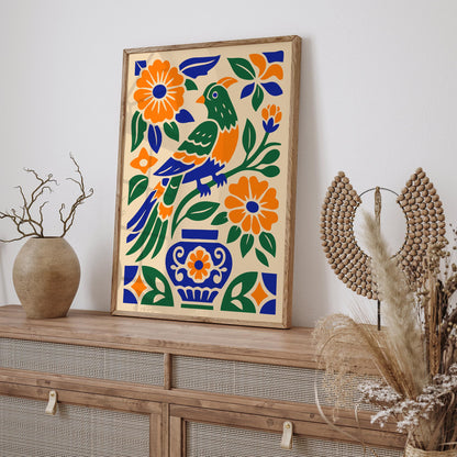 Bohemian Mexican Parrot Jungle Poster