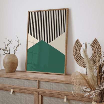 Retro Green Geometric Art Print