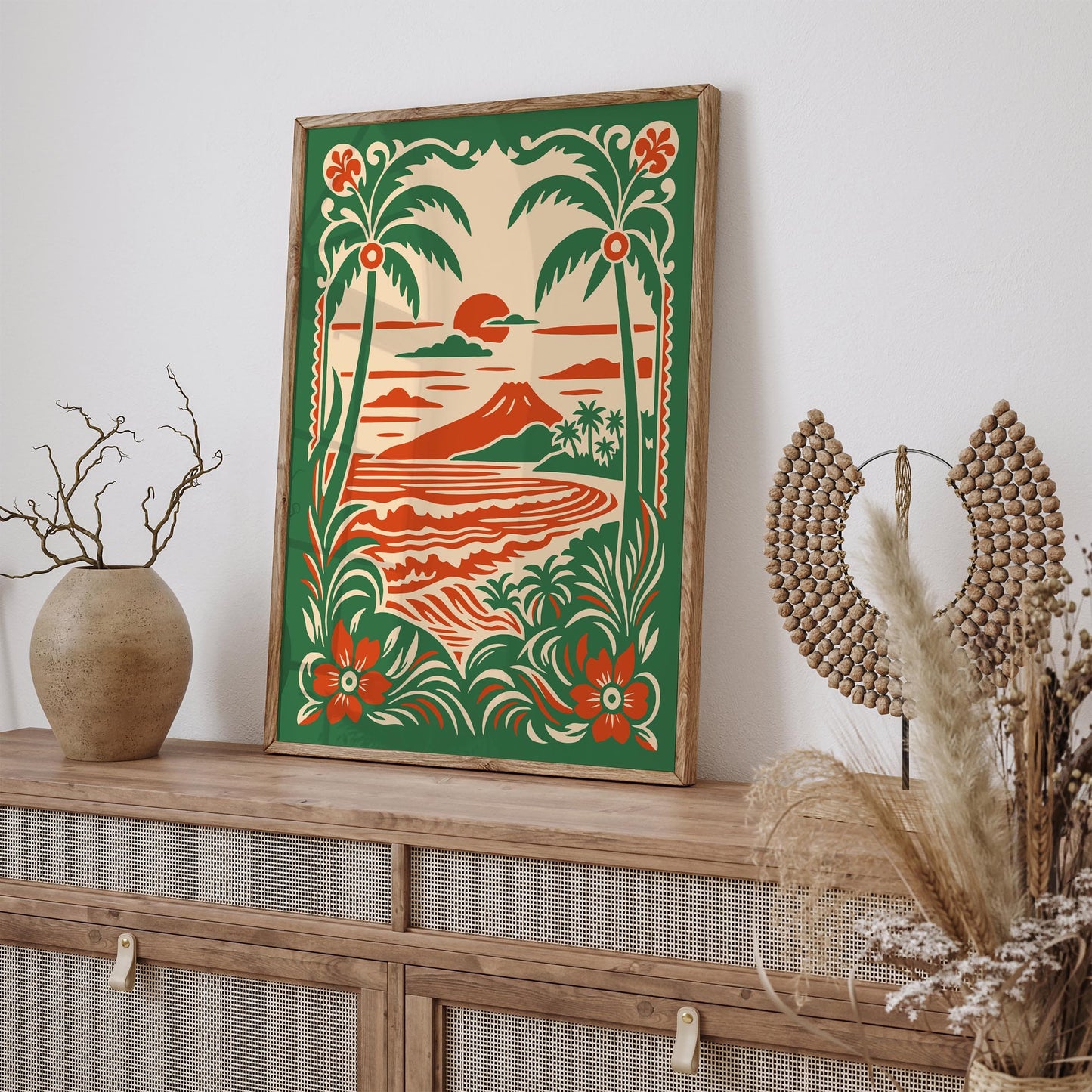 Hawaii Beach Sunset Poster - Tropical Travel Wall Art