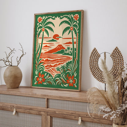 Hawaii Beach Sunset Poster - Tropical Travel Wall Art