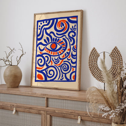 Abstract Blue Eye Print Bohemian Home Decor