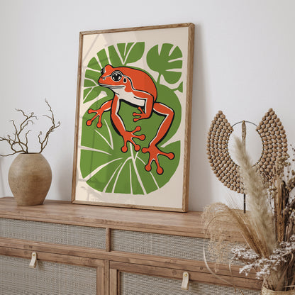 Retro Green Frog Wall Art