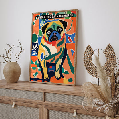 National Pug Day Colorful Poster