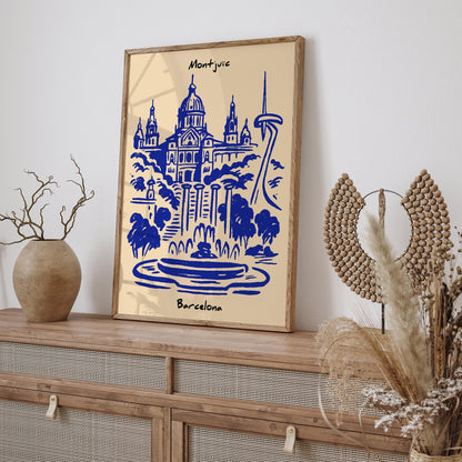 Montjuïc Barcelona Cityscape Poster